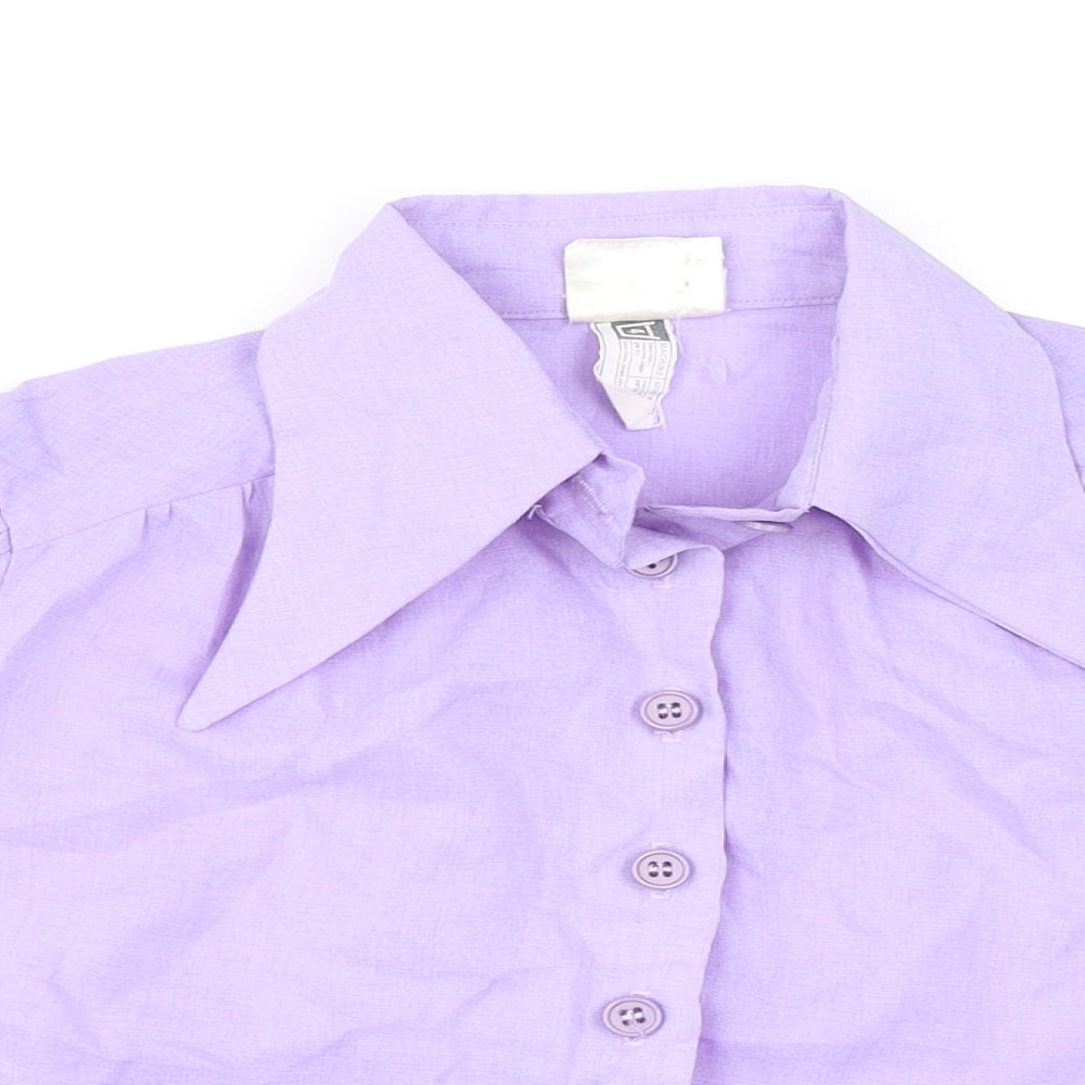 Looking Glass Original Womens Purple Polyester Cropped Button-Up Size 12 Collared