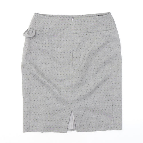 Miss Selfridge Womens Grey Geometric Polyester A-Line Skirt Size 8 Zip