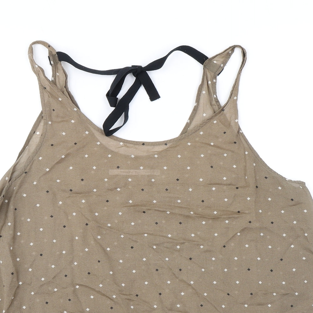 Part Two Womens Brown Polka Dot Polyester Camisole Tank Size 14 Scoop Neck