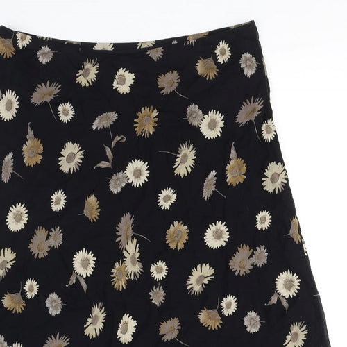 Marks and Spencer Womens Black Floral Viscose A-Line Skirt Size 20