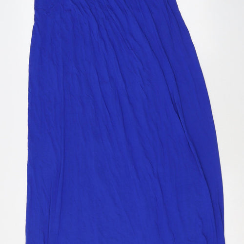 Marks and Spencer Womens Blue Viscose Tank Dress Size 14 Scoop Neck Pullover