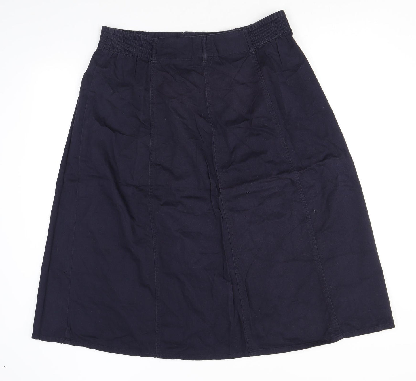 BHS Womens Blue Cotton A-Line Skirt Size 20 Button