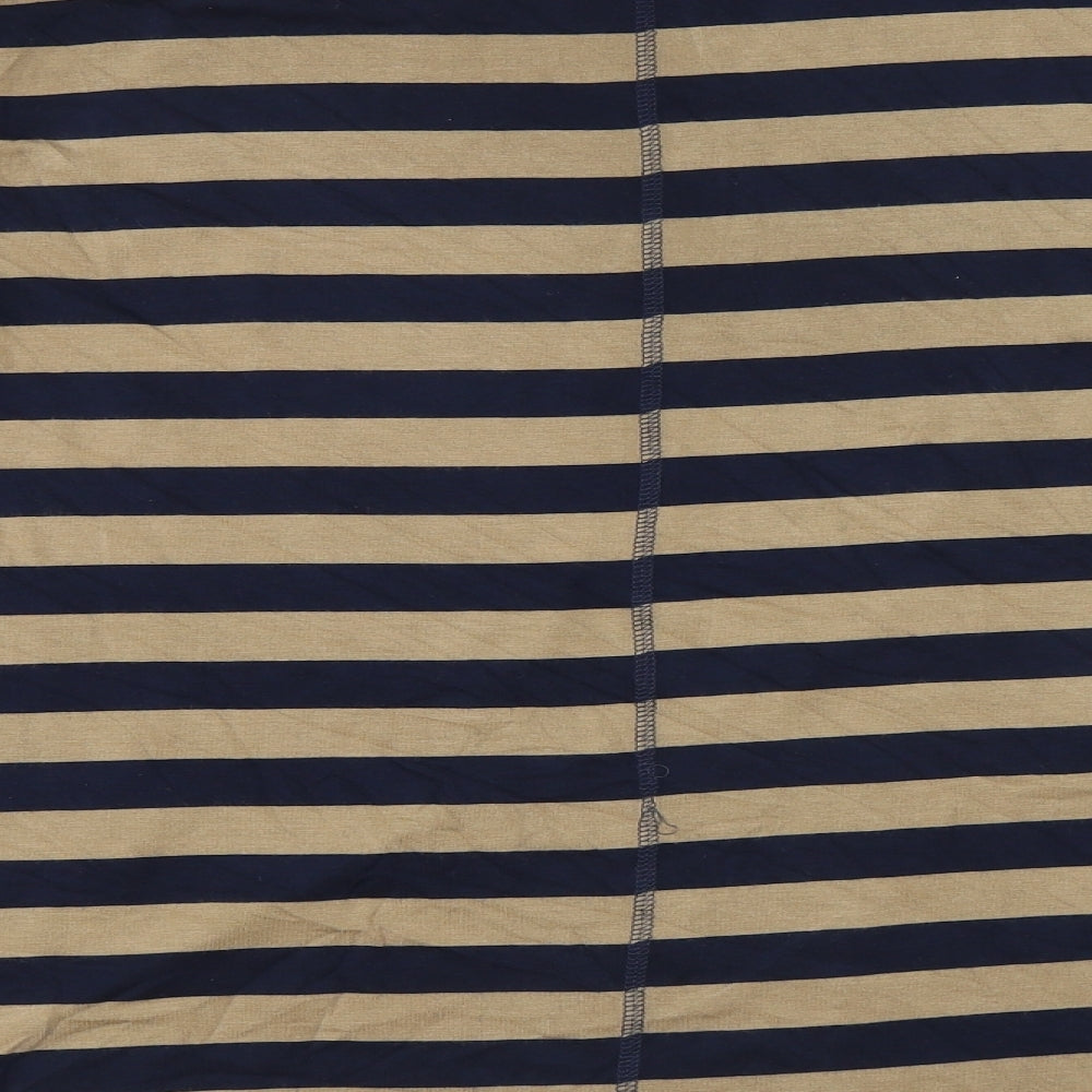 Autograph Womens Brown Striped Viscose Basic T-Shirt Size 20 Crew Neck