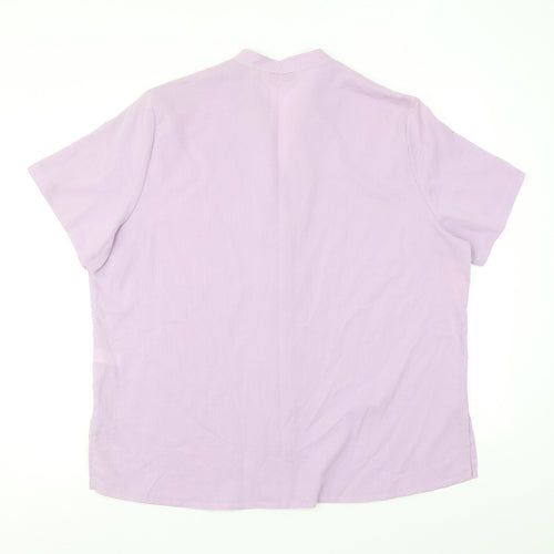 EWM Womens Purple Polyester Basic Button-Up Size 22 V-Neck