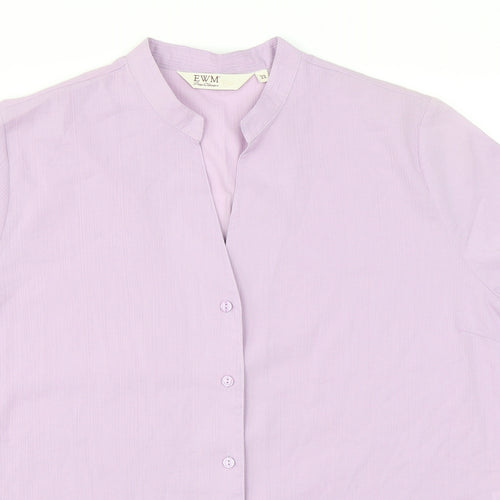 EWM Womens Purple Polyester Basic Button-Up Size 22 V-Neck