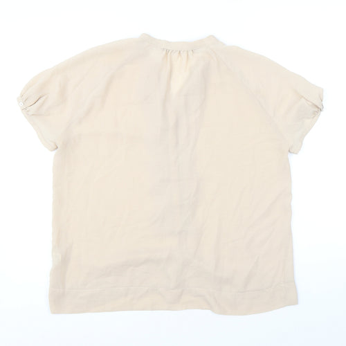 Zara Womens Beige Polyester Basic Blouse Size L V-Neck