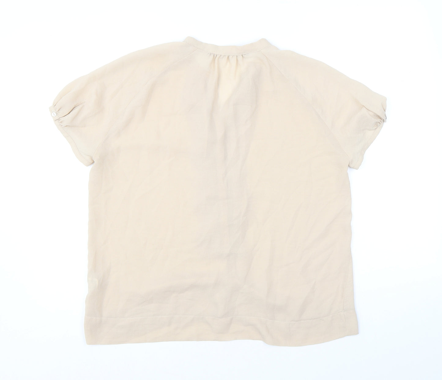 Zara Womens Beige Polyester Basic Blouse Size L V-Neck