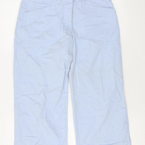 NEXT Womens Blue Cotton Cropped Trousers Size 10 L20 in Regular Button