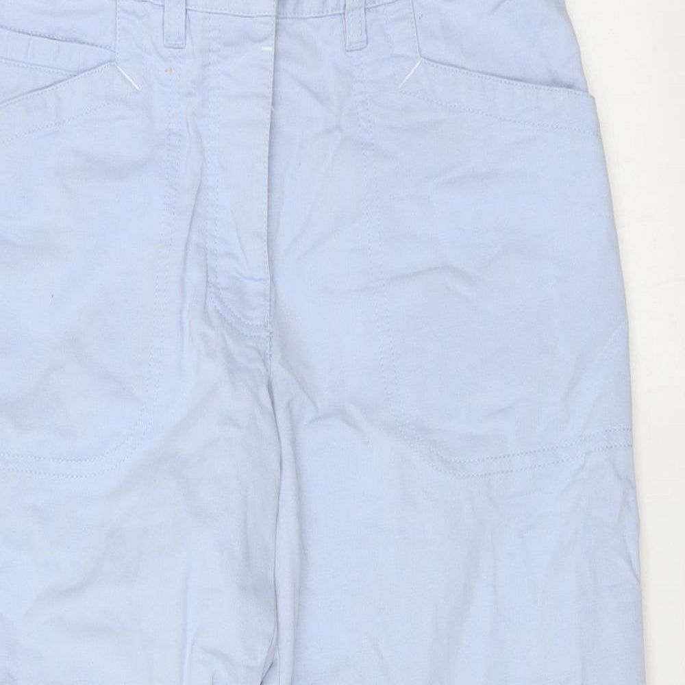 NEXT Womens Blue Cotton Cropped Trousers Size 10 L20 in Regular Button