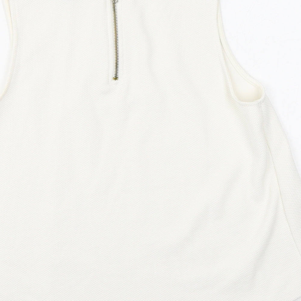 Topshop Womens White Polyester Basic Tank Size 10 Round Neck