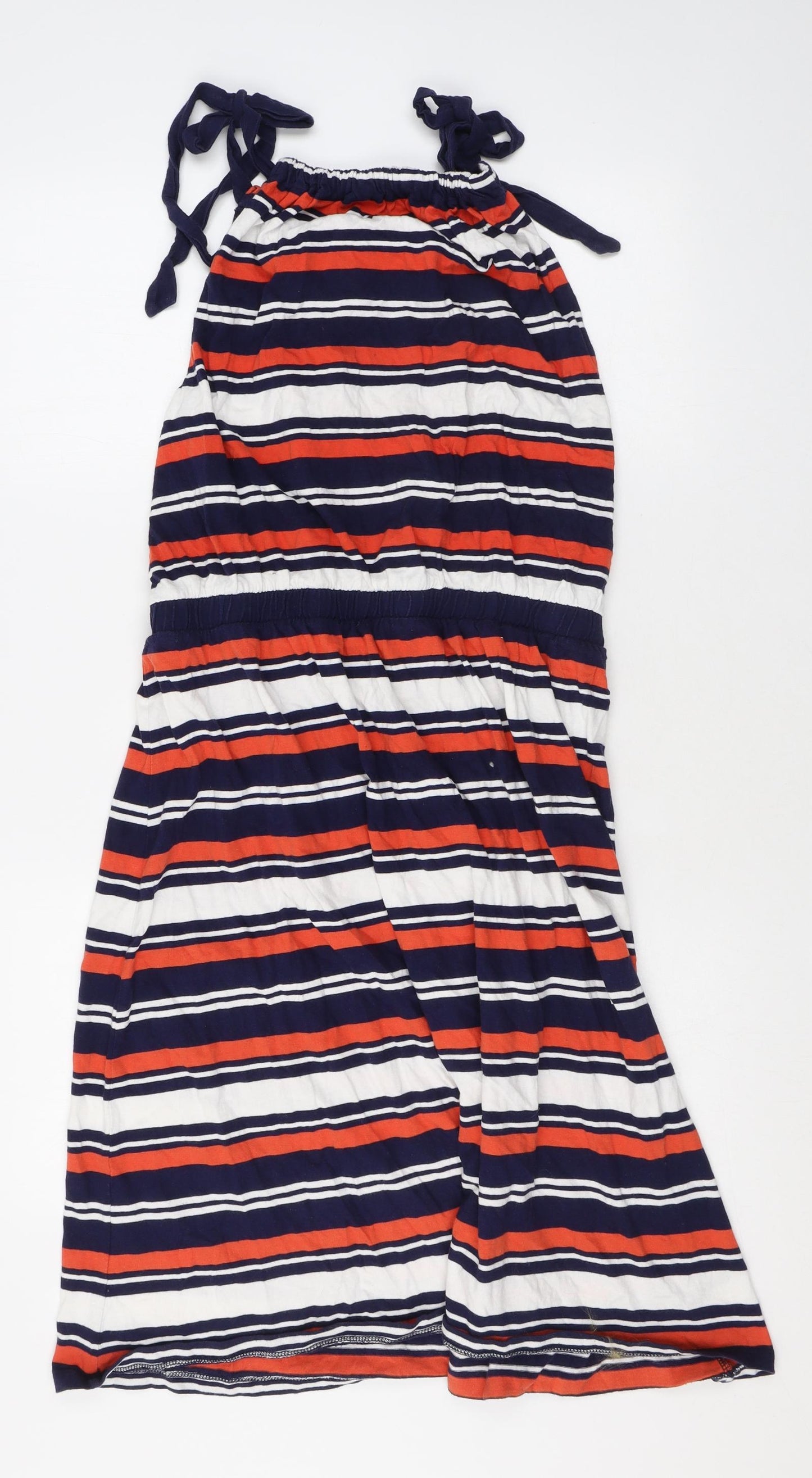Warehouse Womens Multicoloured Striped 100% Cotton Tank Dress Size 16 Halter Tie