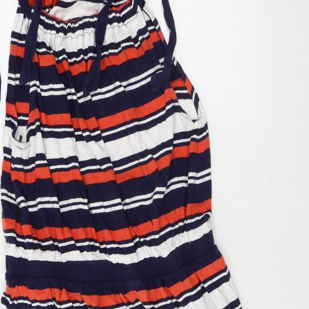 Warehouse Womens Multicoloured Striped 100% Cotton Tank Dress Size 16 Halter Tie