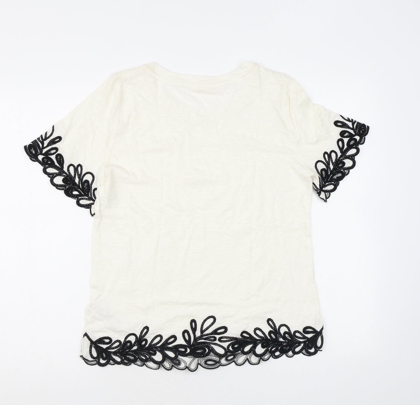 Per Una Womens Ivory 100% Cotton Basic T-Shirt Size 8 Round Neck