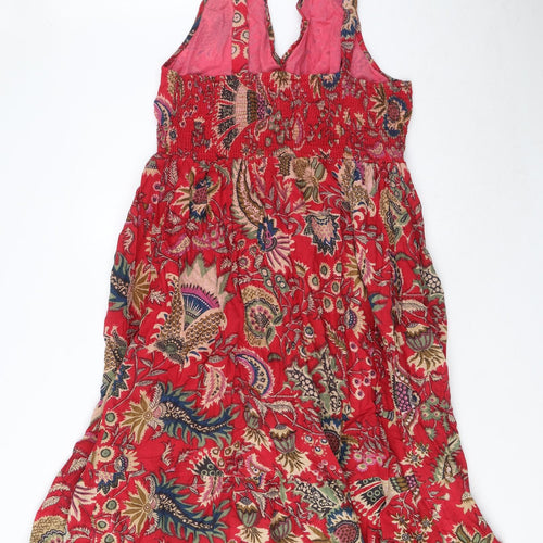 Ethel Austin Womens Red Geometric 100% Cotton Tank Dress Size 18 V-Neck Pullover