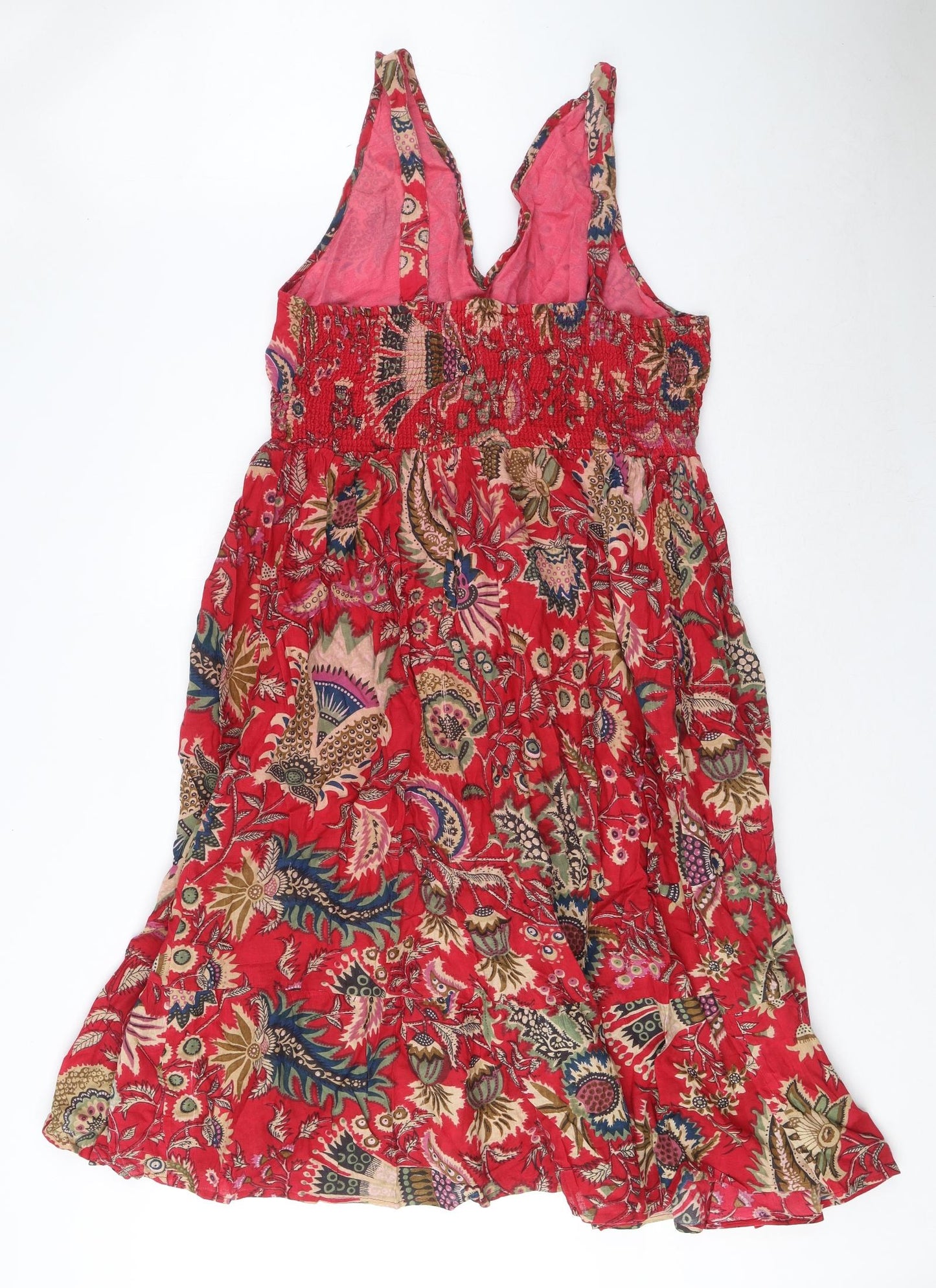 Ethel Austin Womens Red Geometric 100% Cotton Tank Dress Size 18 V-Neck Pullover