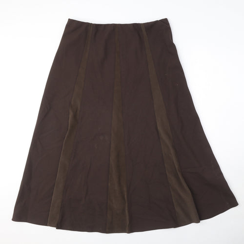 Marks and Spencer Womens Brown Polyester A-Line Skirt Size 14