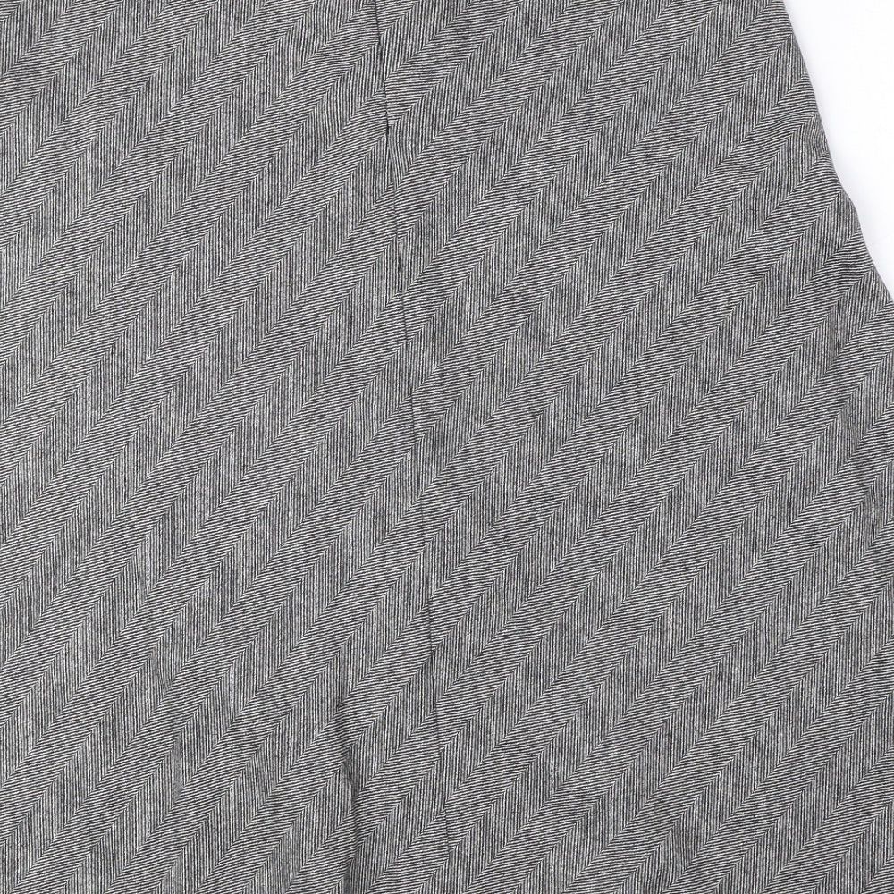 Marks and Spencer Womens Grey Herringbone Wool A-Line Skirt Size 12 Zip