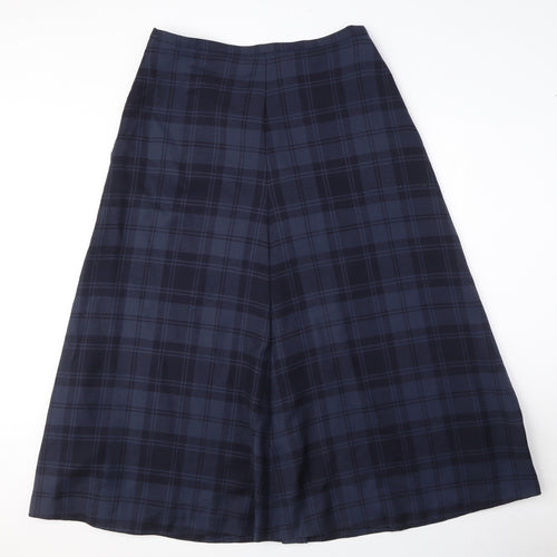 Jaeger Womens Blue Plaid Wool A-Line Skirt Size 14 Zip