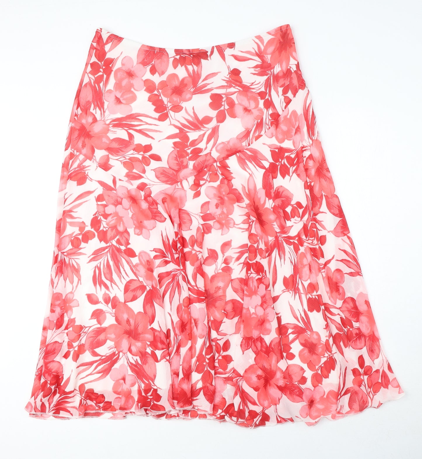 Per Una Womens Red Floral Polyester A-Line Skirt Size 16
