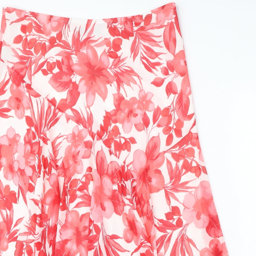 Per Una Womens Red Floral Polyester A-Line Skirt Size 16
