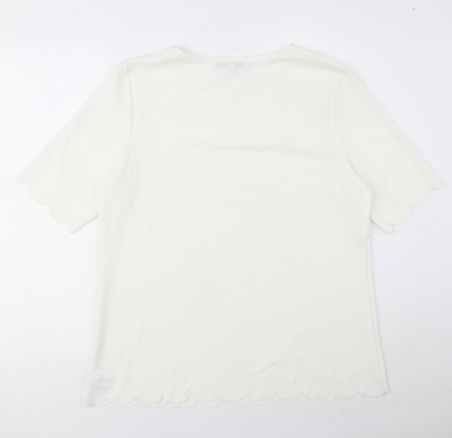 NEXT Womens Ivory Polyester Basic T-Shirt Size 14 Round Neck