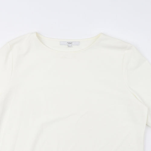 NEXT Womens Ivory Polyester Basic T-Shirt Size 14 Round Neck