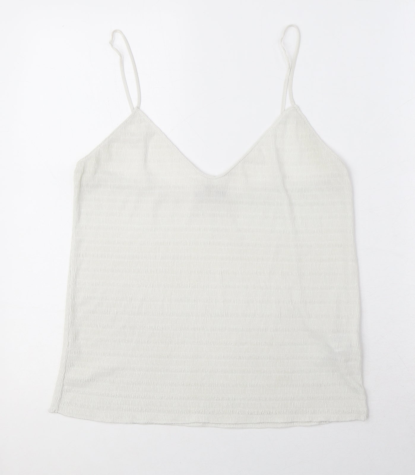 Zara Womens Ivory Polyester Basic Tank Size M V-Neck