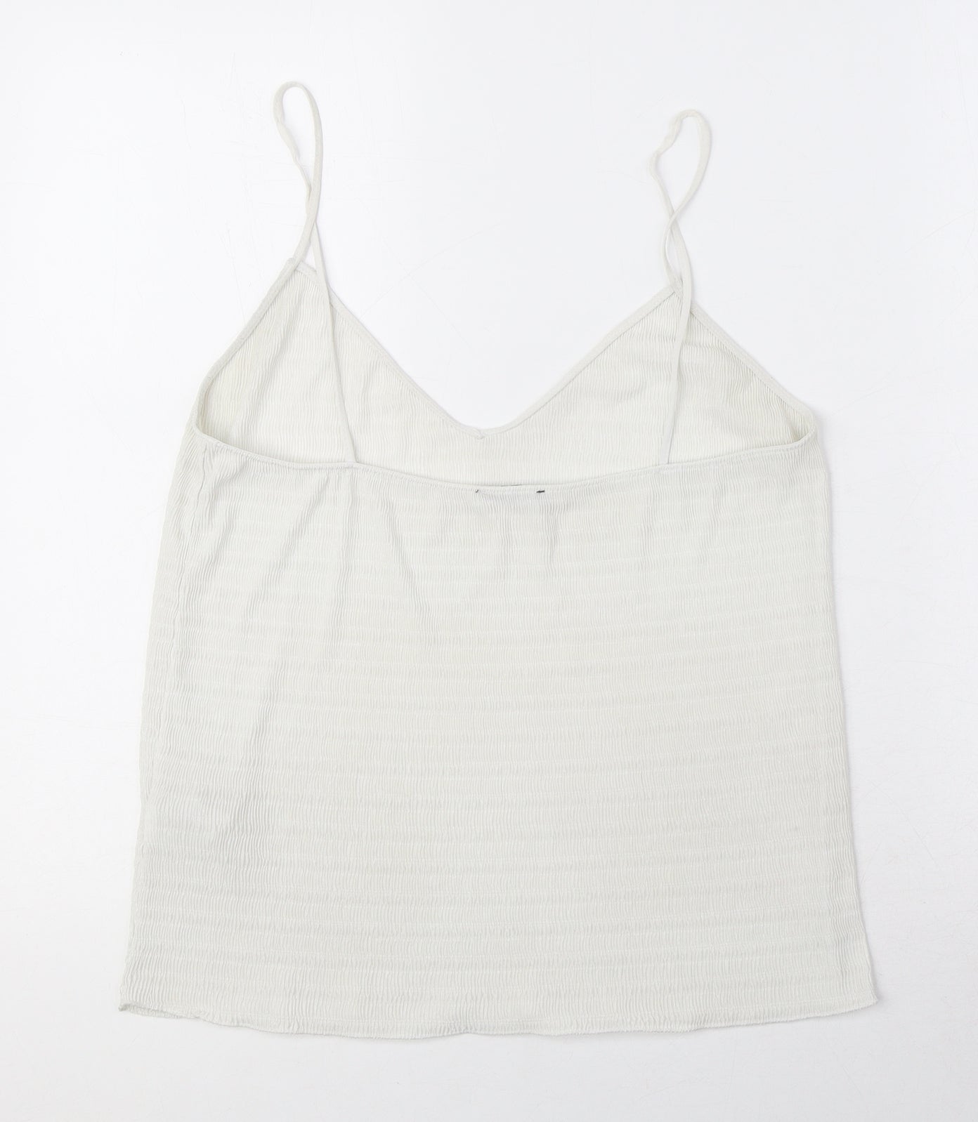 Zara Womens Ivory Polyester Basic Tank Size M V-Neck