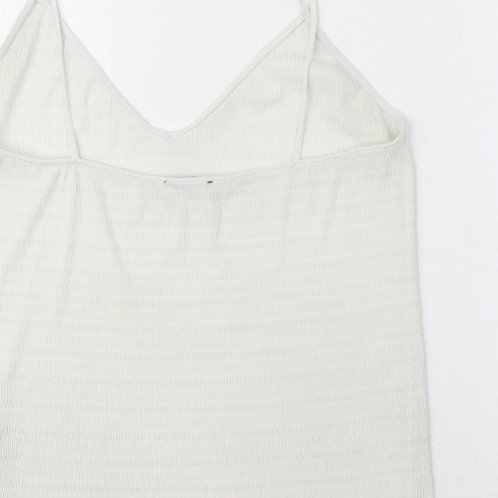 Zara Womens Ivory Polyester Basic Tank Size M V-Neck