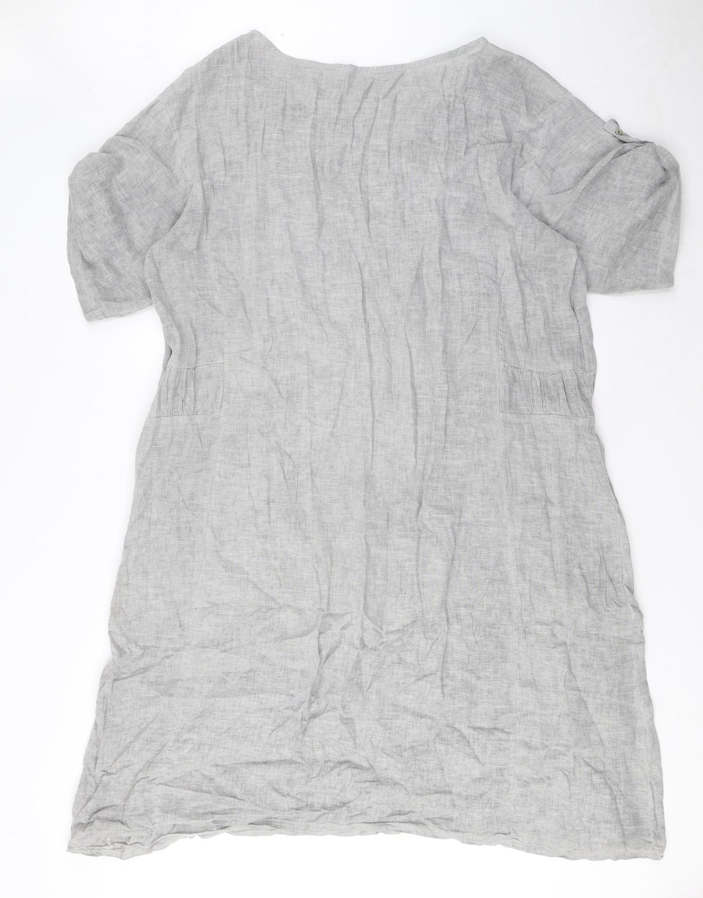 Diverse Womens Grey Linen Shift Size 16 Round Neck Pullover