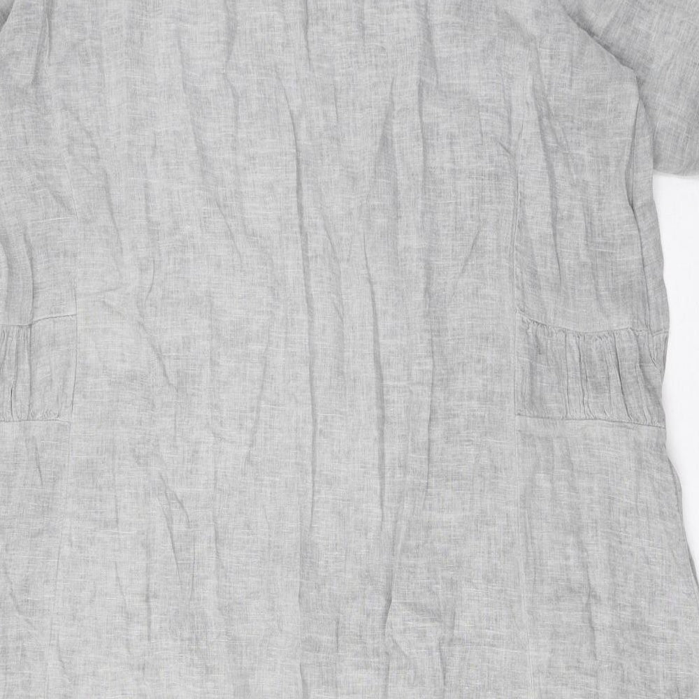 Diverse Womens Grey Linen Shift Size 16 Round Neck Pullover