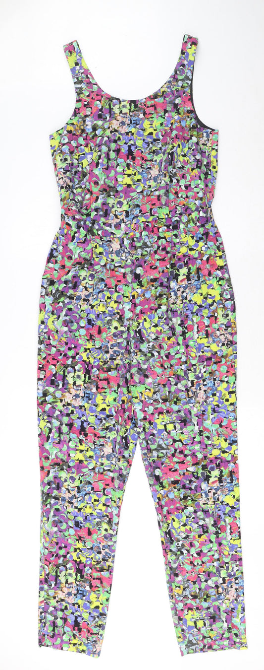 Topshop Womens Multicoloured Geometric Polyester Jumpsuit One-Piece Size 8 L27 in Zip