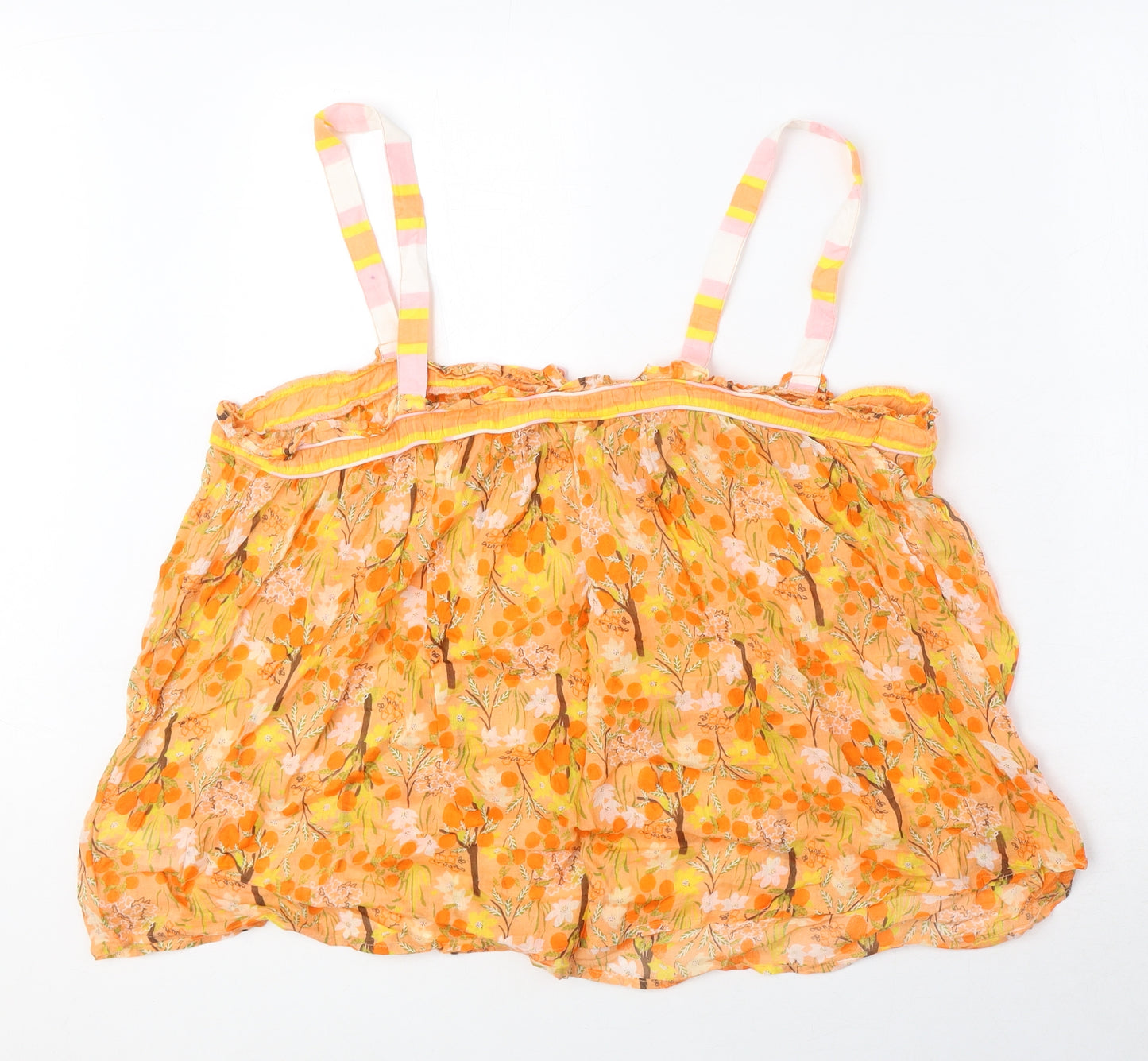 NEXT Womens Orange Floral 100% Cotton Camisole Blouse Size 18 Square Neck