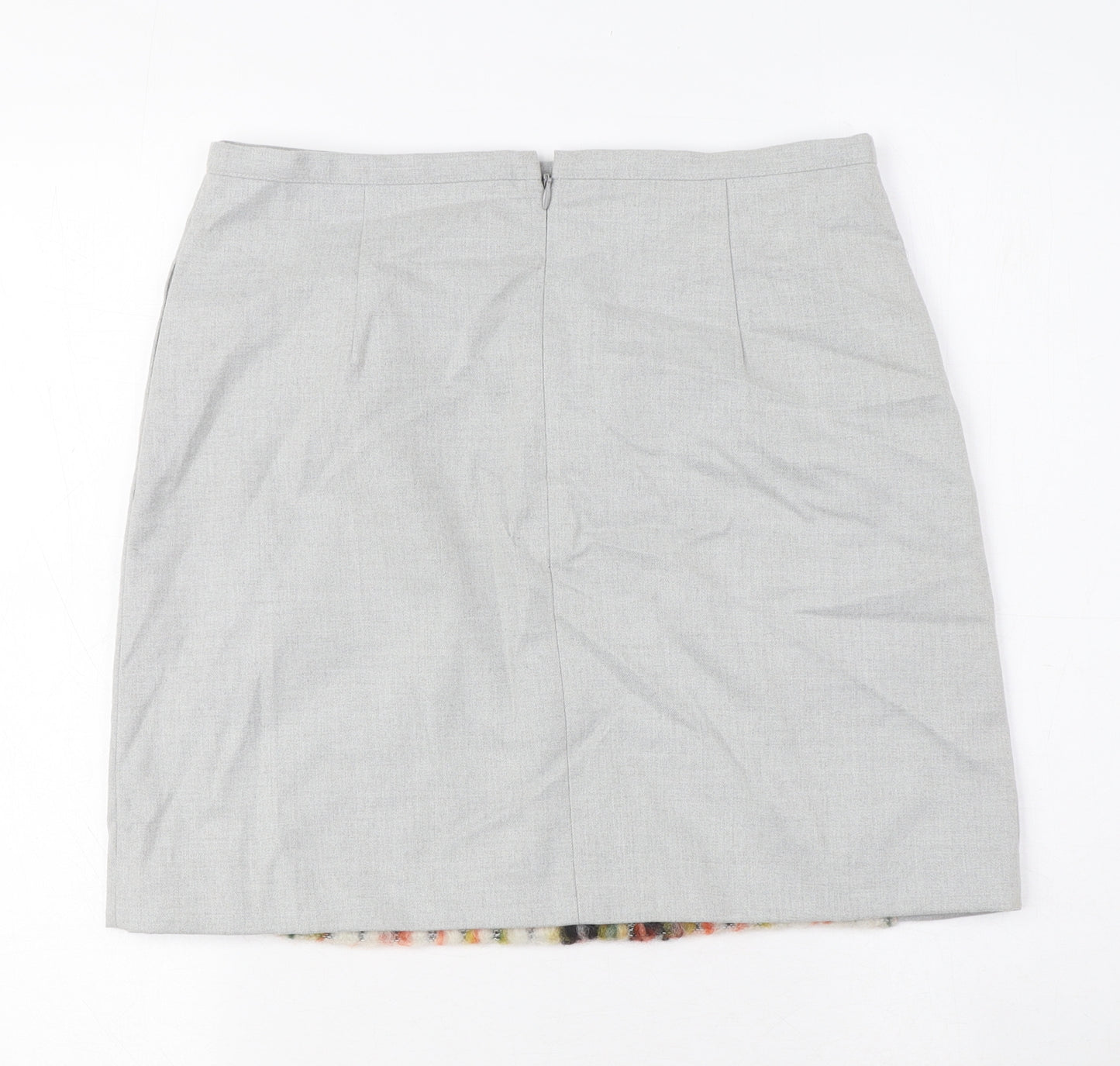 Banana Republic Womens Grey Polyester A-Line Skirt Size 8 Zip - Wool Detail on Front