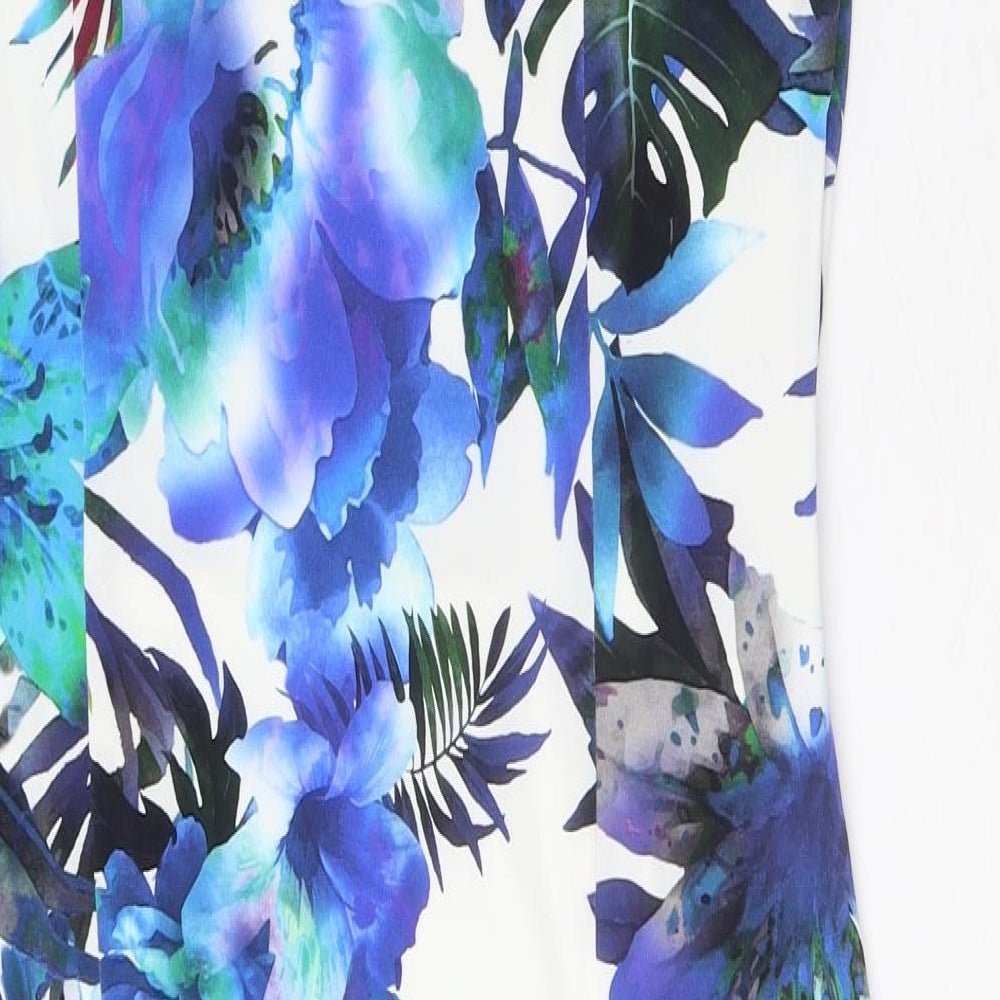 Michaela Louisa Womens Blue Floral Polyester Shift Size 12 V-Neck Pullover