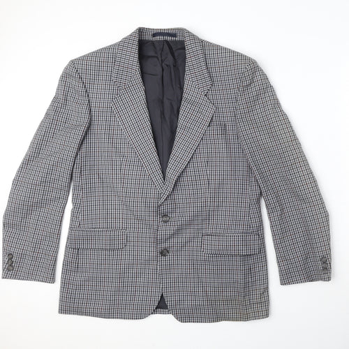 St Michael Womens Grey Plaid Wool Jacket Blazer Size L