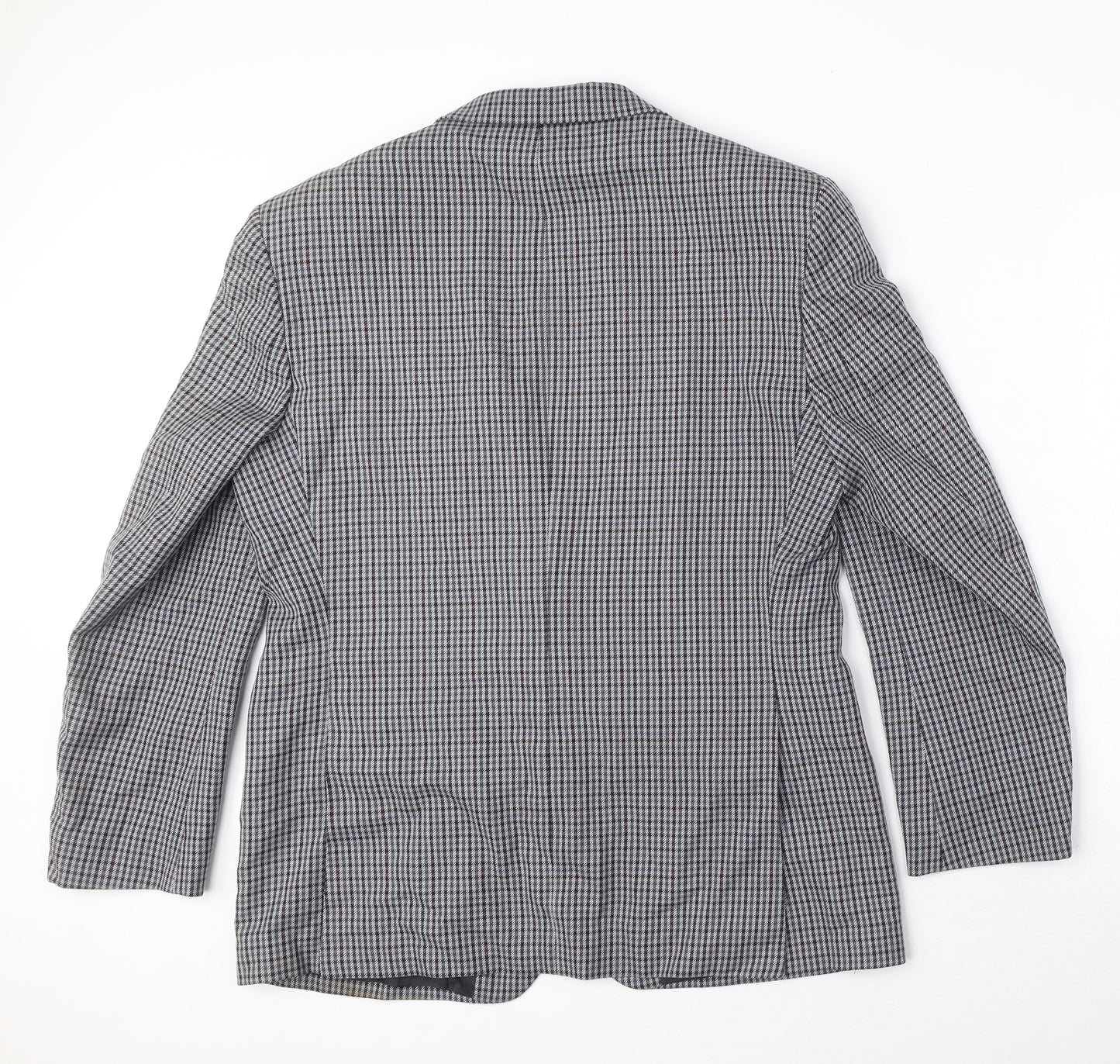 St Michael Womens Grey Plaid Wool Jacket Blazer Size L