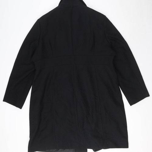 Debenhams Womens Black Overcoat Coat Size 18 Button