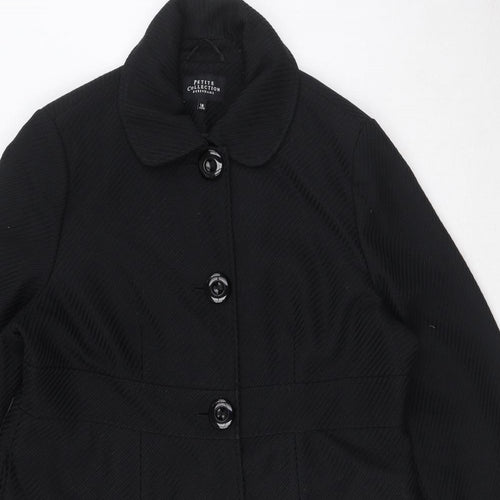 Debenhams Womens Black Overcoat Coat Size 18 Button