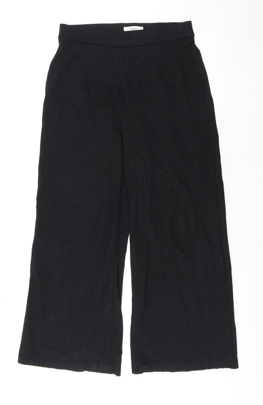 Marks and Spencer Womens Black Viscose Trousers Size 12 L28 in Regular