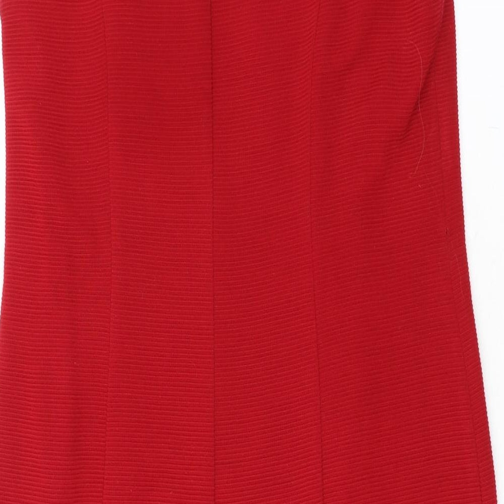 Country Casuals Womens Red Acrylic A-Line Size 14 Cowl Neck Zip
