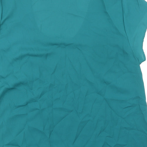 Gap Womens Green Geometric Cotton Basic T-Shirt Size XL Scoop Neck