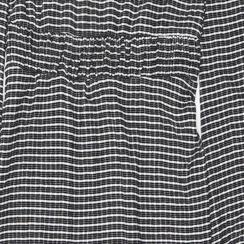 AKDL Womens Black Geometric Polyester Maxi Size M V-Neck Pullover