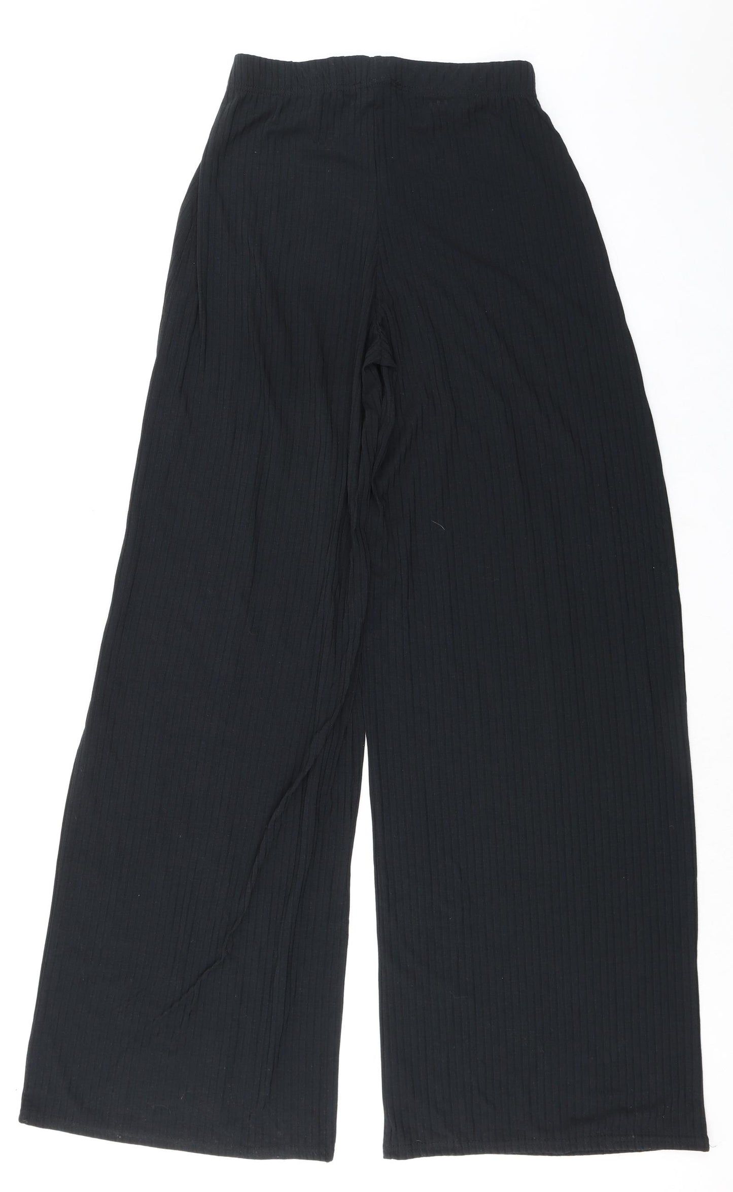 Long Tall Sally Womens Black Polyester Trousers Size 10 L35 in Regular - Ribbed Fabric
