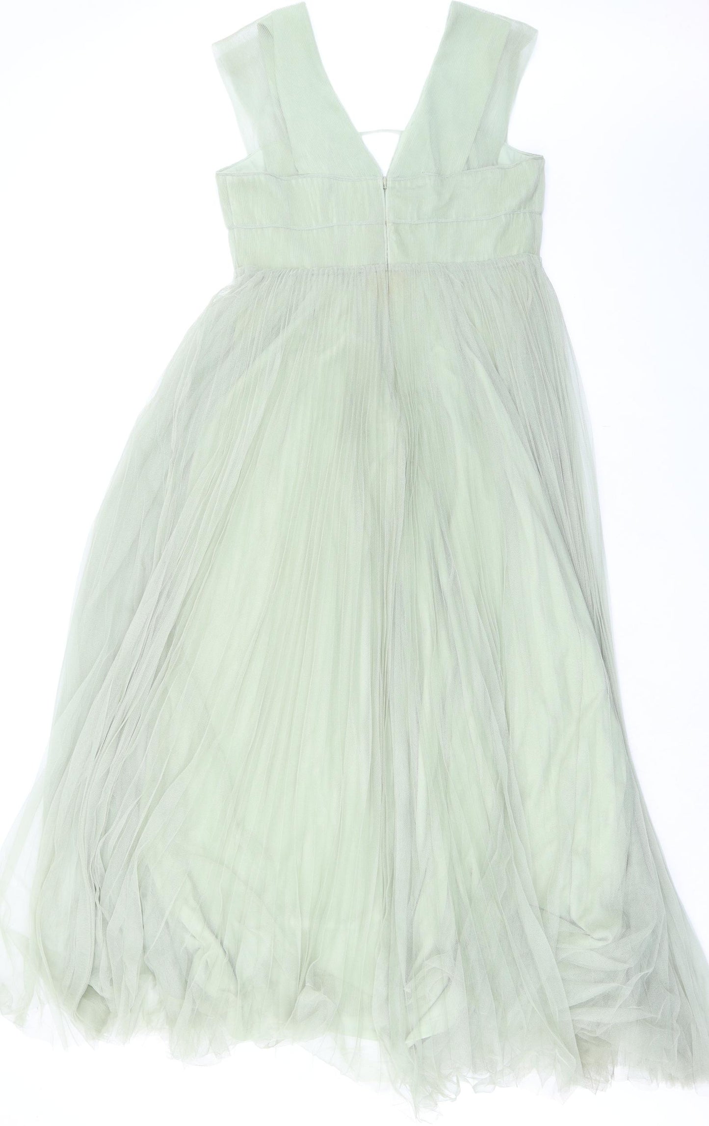 ASOS Womens Green Polyester Ball Gown Size 14 V-Neck Zip
