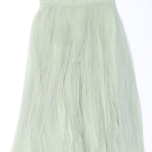 ASOS Womens Green Polyester Ball Gown Size 14 V-Neck Zip