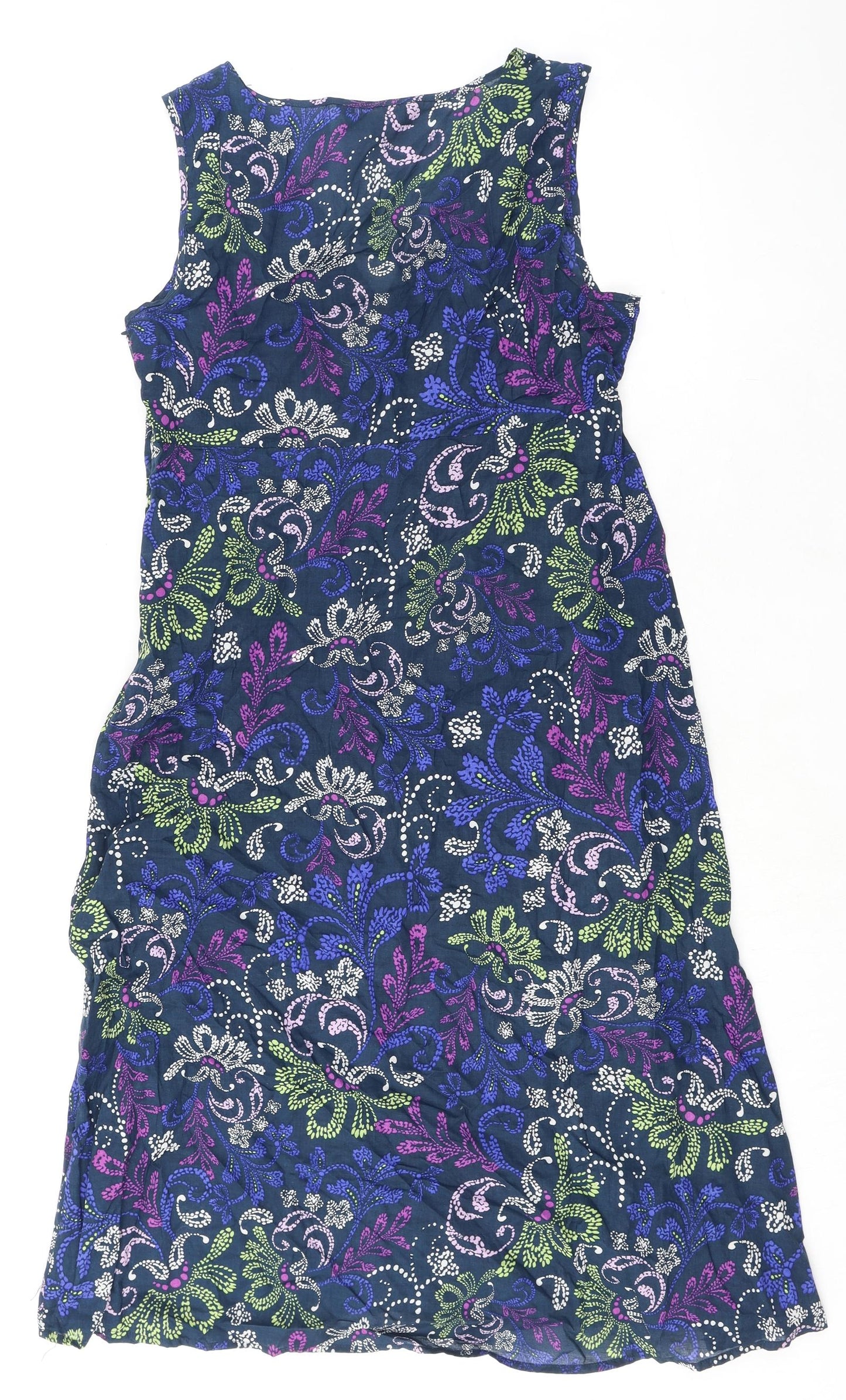 Casual Club Womens Multicoloured Geometric 100% Cotton A-Line Size 14 V-Neck Zip