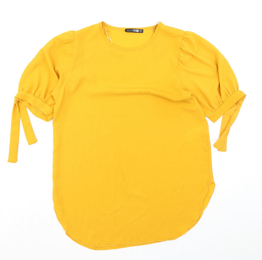 Quiz Womens Yellow Polyester Basic T-Shirt Size 10 Round Neck