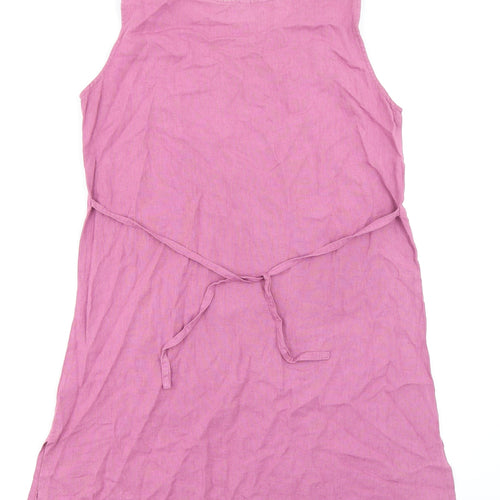 KOKOMARINA Womens Pink Linen Mini Size M Round Neck Pullover