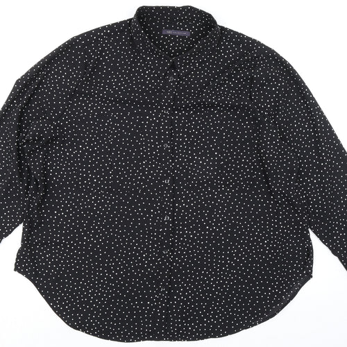 Marks and Spencer Womens Black Polka Dot Polyester Basic Button-Up Size 20 Collared